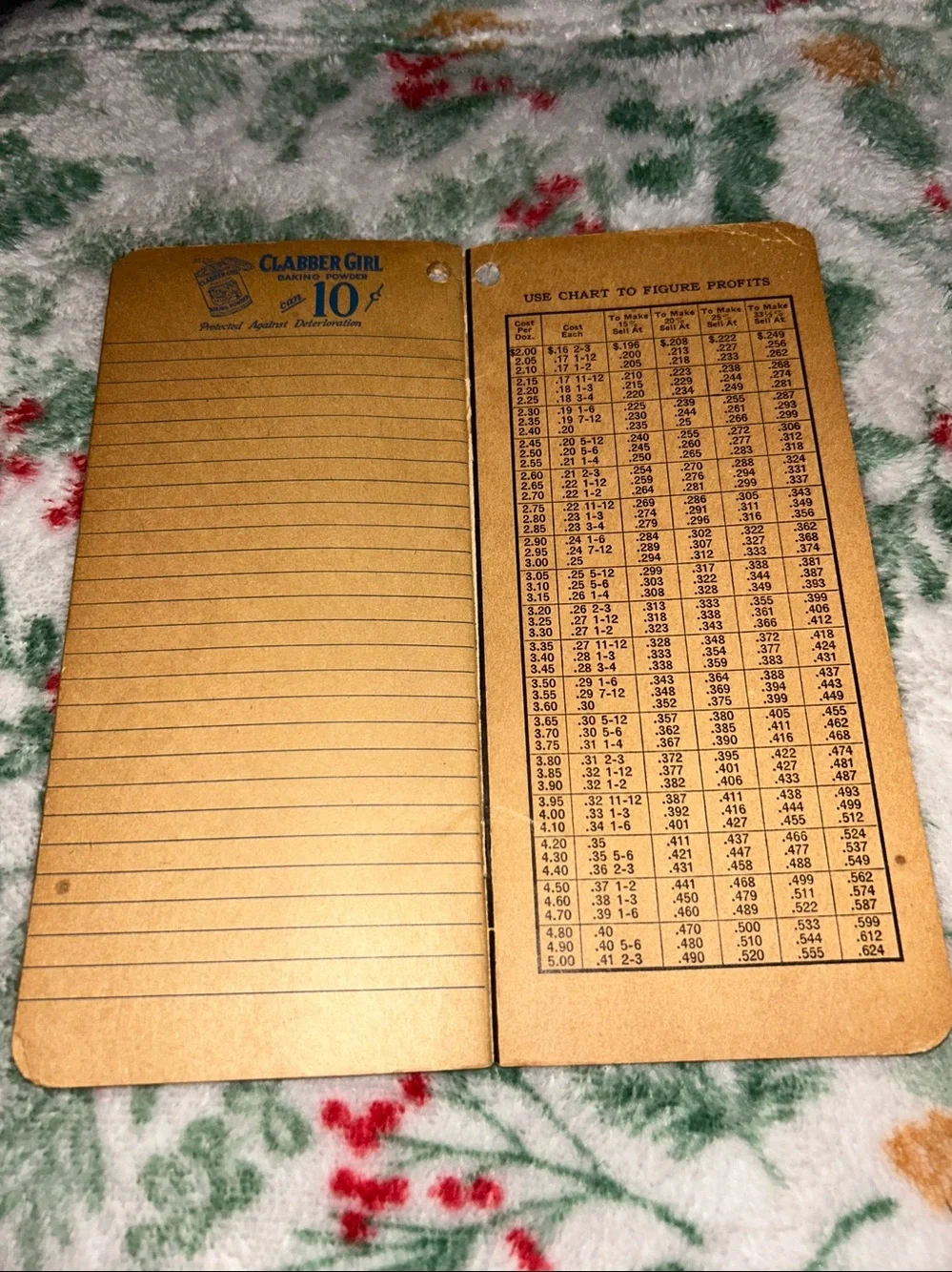 VINTAGE- Clabber Girl baking Powder Advertising Notebook-1930’s